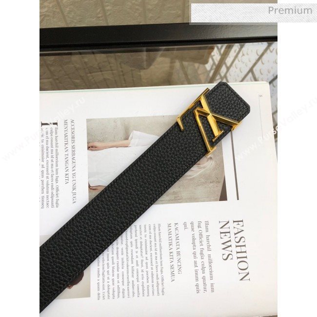 Louis Vuitton LV Tilt Grained Calfskin Belt 40mm with LV Buckle Black 2020 (99-0022103)