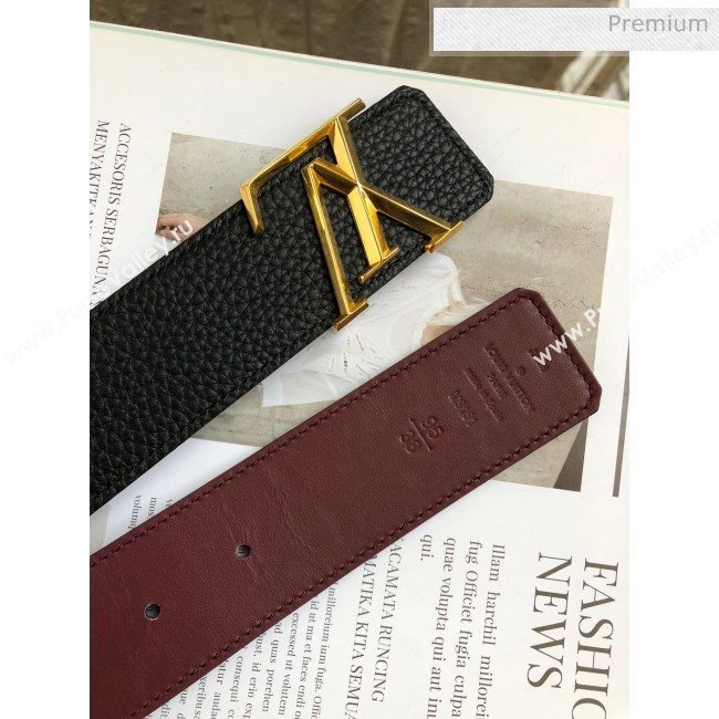 Louis Vuitton LV Tilt Grained Calfskin Belt 40mm with LV Buckle Black 2020 (99-0022103)