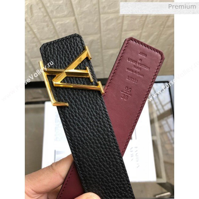 Louis Vuitton LV Tilt Grained Calfskin Belt 40mm with LV Buckle Black 2020 (99-0022103)