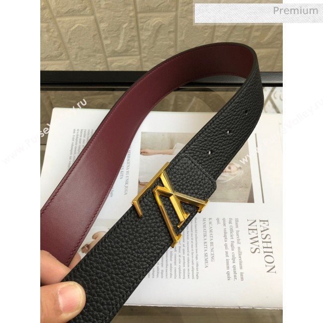 Louis Vuitton LV Tilt Grained Calfskin Belt 40mm with LV Buckle Black 2020 (99-0022103)