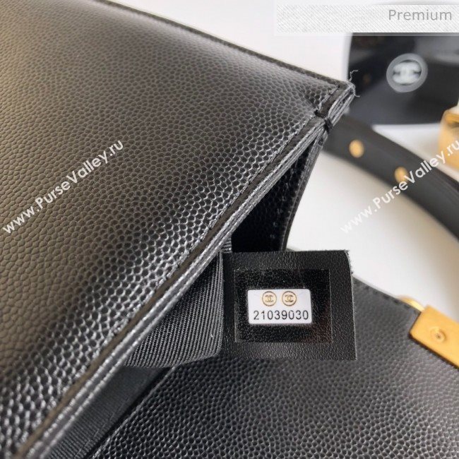 Chanel Grained Chevron Calfskin Medium Boy Flap Bag Black 2020 (YD-0022108)