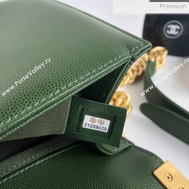Chanel Grained Chevron Calfskin Medium Boy Flap Bag Green 2020 (YD-0022110)