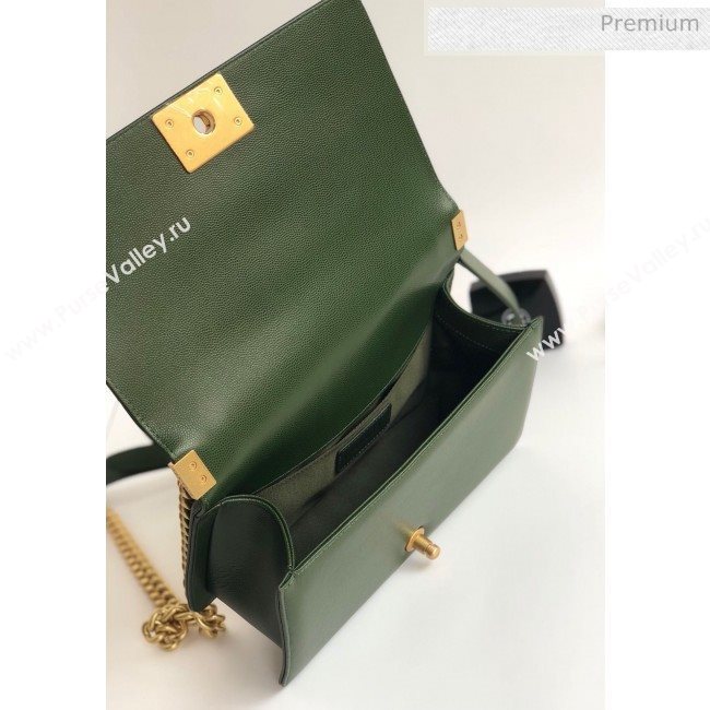 Chanel Grained Chevron Calfskin Medium Boy Flap Bag Green 2020 (YD-0022110)