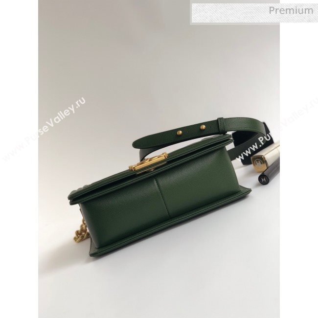 Chanel Grained Chevron Calfskin Medium Boy Flap Bag Green 2020 (YD-0022110)