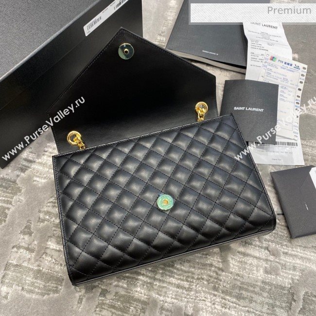 Saint Laurent Envelope Medium Bag in Smooth Leather 487206 Black/Gold (JD-0022222)