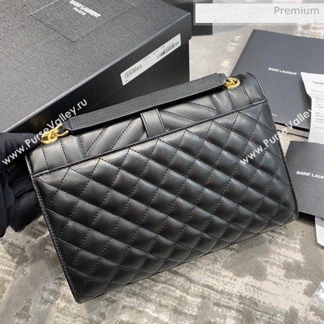 Saint Laurent Envelope Medium Bag in Smooth Leather 487206 Black/Gold (JD-0022222)