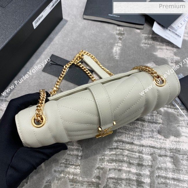 Saint Laurent Envelope Small Chain Bag in Grained Leather 526286 White/Gold  (JD-0022216)