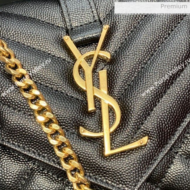 Saint Laurent Envelope Small Chain Bag in Grained Leather 526286 Black/Gold  (JD-0022218)