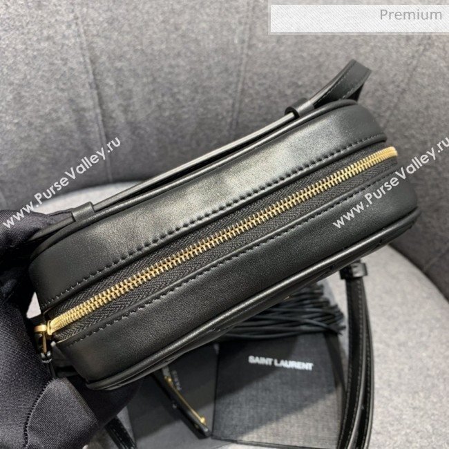 Saint Laurent Lou Tassel Belt Bag in Chevron Leather 534817 Black (JD-0022419)