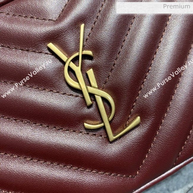 Saint Laurent Lou Tassel Belt Bag in Chevron Leather 534817 Burgundy (JD-0022418)