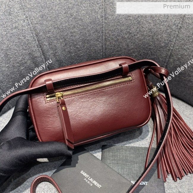 Saint Laurent Lou Tassel Belt Bag in Chevron Leather 534817 Burgundy (JD-0022418)