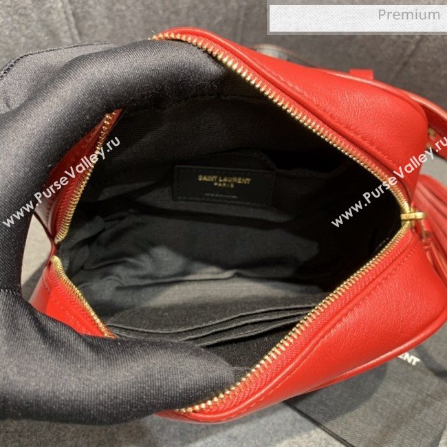Saint Laurent Lou Tassel Belt Bag in Chevron Leather 534817 Red  (JD-0022417)