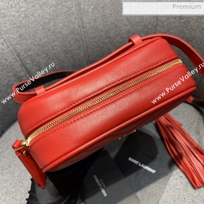 Saint Laurent Lou Tassel Belt Bag in Chevron Leather 534817 Red  (JD-0022417)