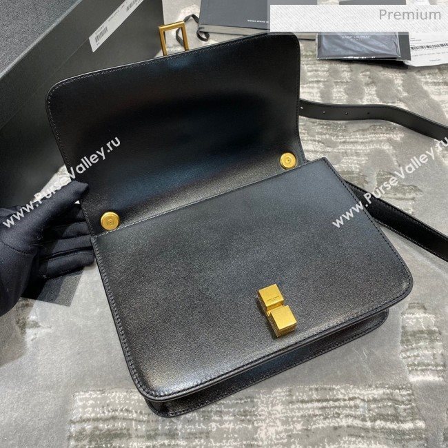Saint Laurent Carre Satchel Box Bag in Smooth Leather 585060 Black 2019 (JD-0022422)