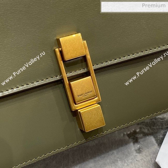 Saint Laurent Carre Satchel Box Bag in Smooth Leather 585060 Green 2019 (JD-0022421)