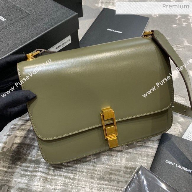 Saint Laurent Carre Satchel Box Bag in Smooth Leather 585060 Green 2019 (JD-0022421)