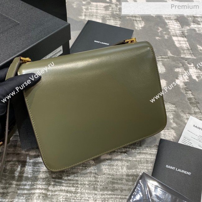 Saint Laurent Carre Satchel Box Bag in Smooth Leather 585060 Green 2019 (JD-0022421)