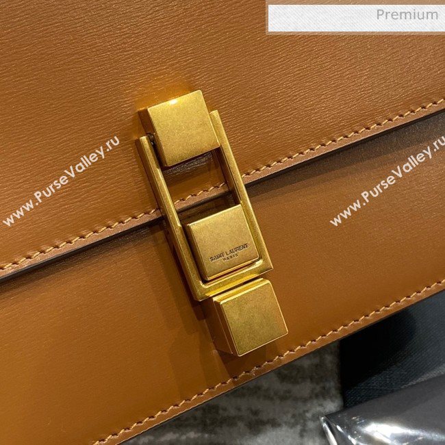 Saint Laurent Carre Satchel Box Bag in Smooth Leather 585060 Light Brown 2019 (JD-0022423)