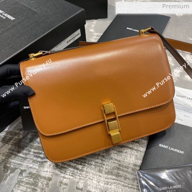 Saint Laurent Carre Satchel Box Bag in Smooth Leather 585060 Light Brown 2019 (JD-0022423)