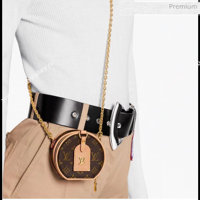 Louis Vuitton Boite Chapeau Necklace Monogram Canvas Round Chain Clutch M68570 Nude 2020 (KI-0022312)