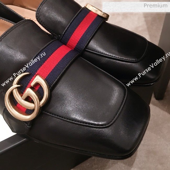 Gucci Leather GG Buckle Pearl Low-heel Loafers 423559 Black 2020 (KL-0022516)