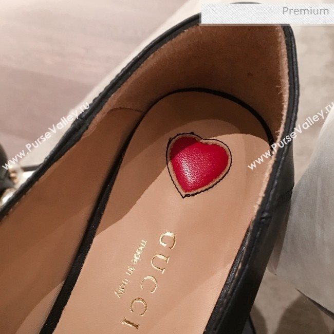 Gucci Leather GG Buckle Pearl Low-heel Loafers 423559 Black 2020 (KL-0022516)