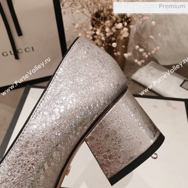 Gucci Metallic Leather GG Fringe Pumps 408208 Silver 2019 (KL-0022526)