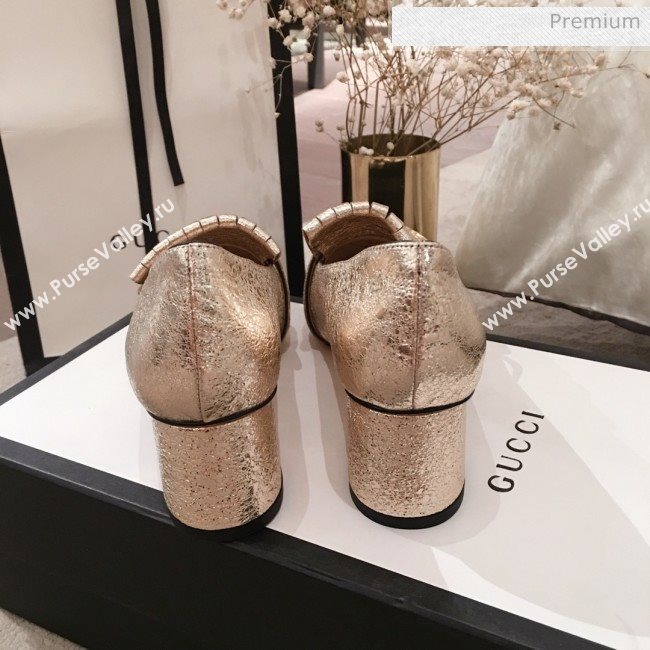 Gucci Metallic Leather GG Fringe Pumps 408208 Gold 2019 (KL-0022527)