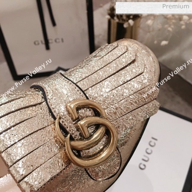 Gucci Metallic Leather GG Fringe Pumps 408208 Gold 2019 (KL-0022527)