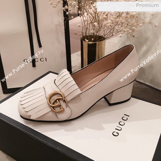 Gucci Leather GG Fringe Pumps 408208 White 2019 (KL-0022525)