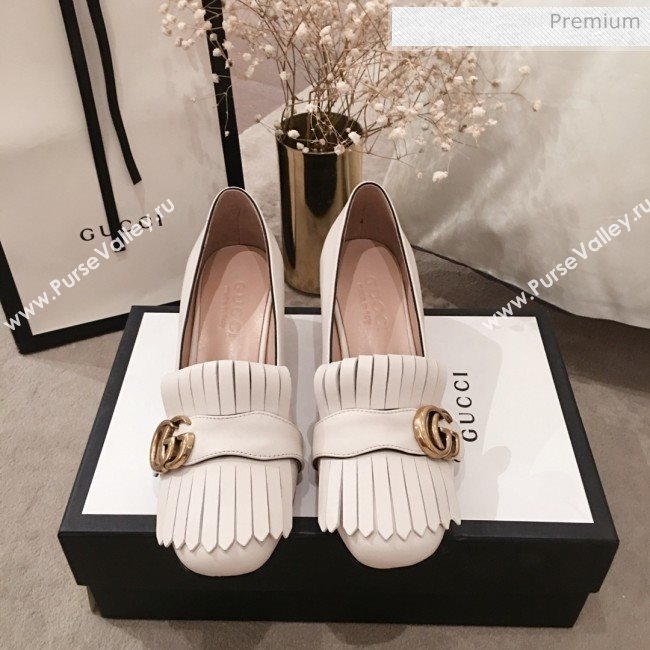 Gucci Leather GG Fringe Pumps 408208 White 2019 (KL-0022525)