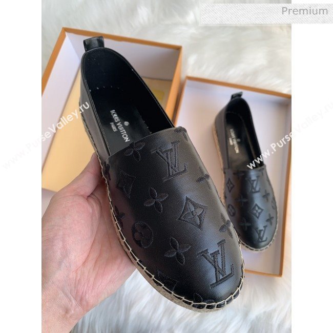 Louis Vuitton Monogram Embroidered Espadrilles Black 2019 (For Women and Men) (MD-0022504)