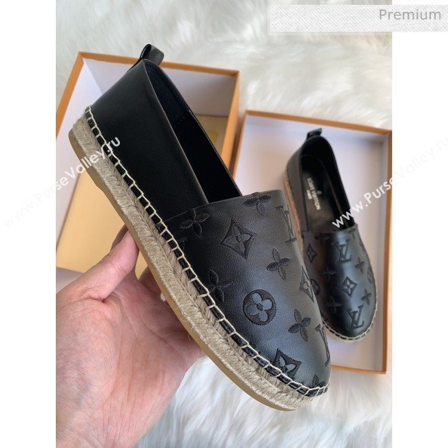 Louis Vuitton Monogram Embroidered Espadrilles Black 2019 (For Women and Men) (MD-0022504)