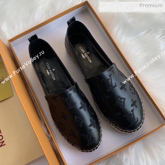 Louis Vuitton Monogram Embroidered Espadrilles Black 2019 (For Women and Men) (MD-0022504)