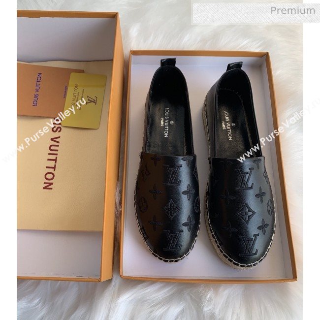 Louis Vuitton Monogram Embroidered Espadrilles Black 2019 (For Women and Men) (MD-0022504)