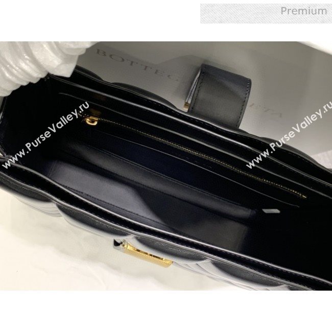 Bottega Veneta Marie Quilted Calfskin Slim Padded Shoulder Bag Black 2019  (MS-0030211)