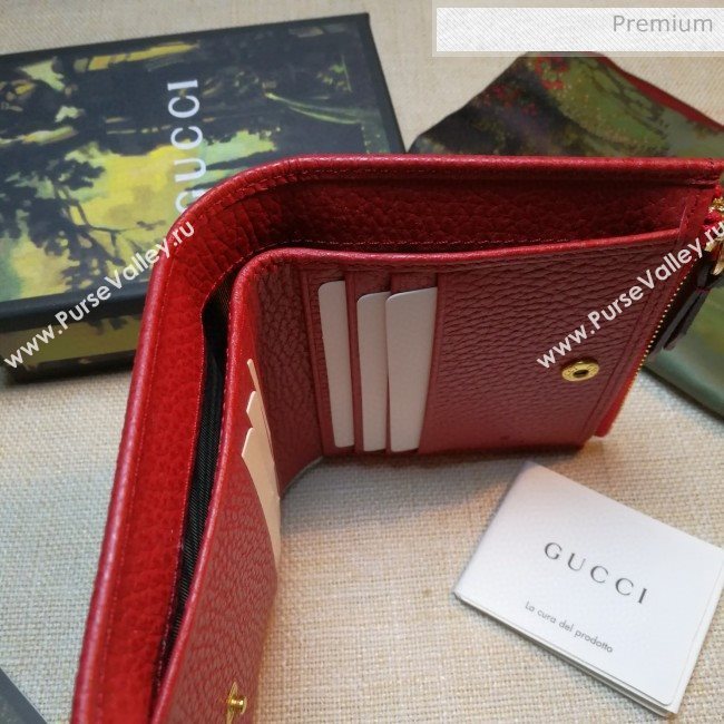 Gucci GG Marmont Leather Small Wallet 474747 Red 2020 (DLH-0030302)