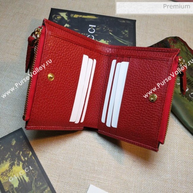 Gucci GG Marmont Leather Small Wallet 474747 Red 2020 (DLH-0030302)