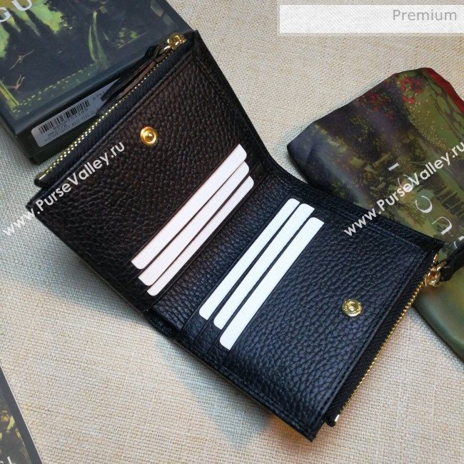 Gucci GG Marmont Leather Small Wallet 474747 Black 2020 (DLH-0030303)