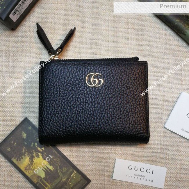 Gucci GG Marmont Leather Small Wallet 474747 Black 2020 (DLH-0030303)