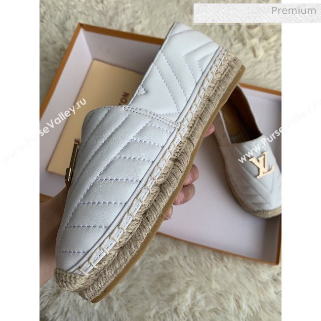 Louis Vuitton Chevron Lambskin Flat Espadrilles White 2020 (MD-0030313)