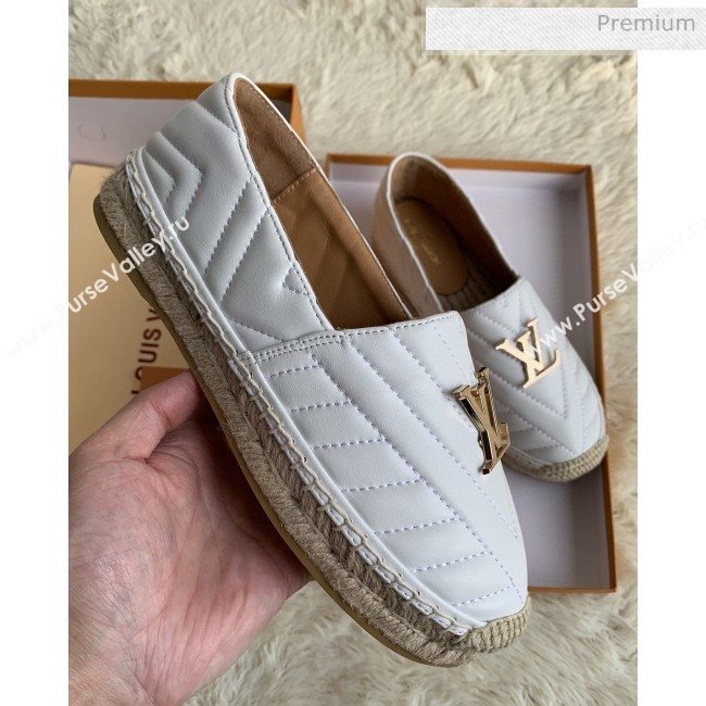 Louis Vuitton Chevron Lambskin Flat Espadrilles White 2020 (MD-0030313)