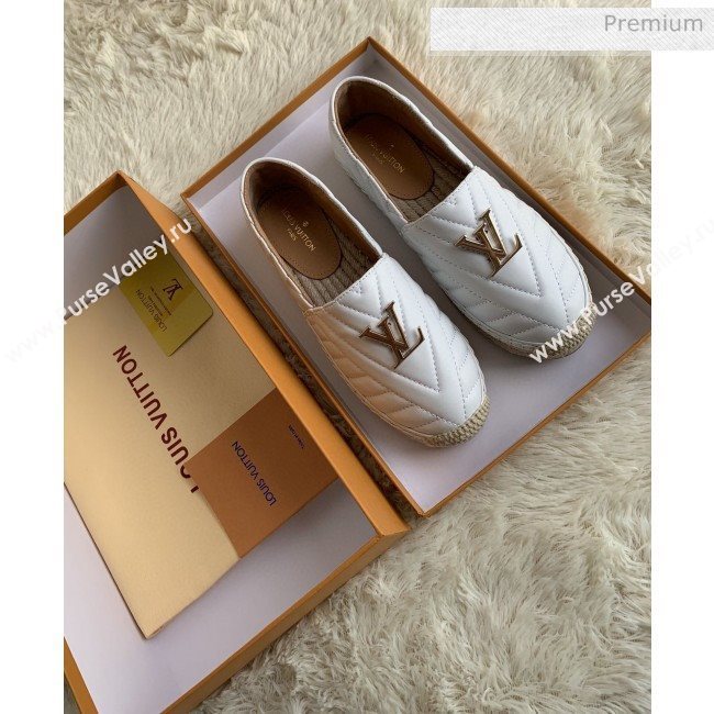 Louis Vuitton Chevron Lambskin Flat Espadrilles White 2020 (MD-0030313)