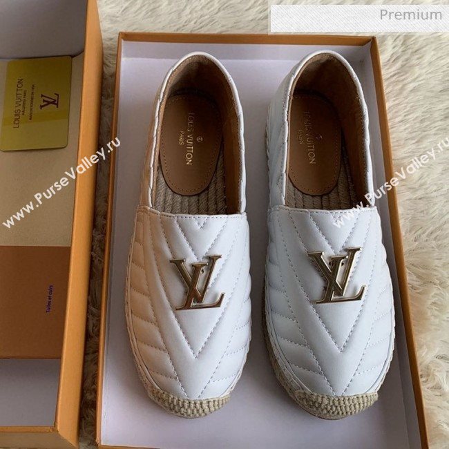 Louis Vuitton Chevron Lambskin Flat Espadrilles White 2020 (MD-0030313)