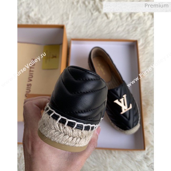 Louis Vuitton Chevron Lambskin Flat Espadrilles Black 2020 (MD-0030314)