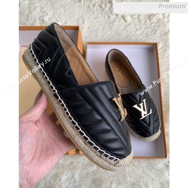 Louis Vuitton Chevron Lambskin Flat Espadrilles Black 2020 (MD-0030314)