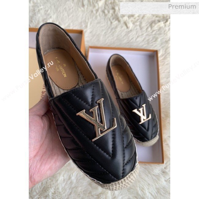 Louis Vuitton Chevron Lambskin Flat Espadrilles Black 2020 (MD-0030314)