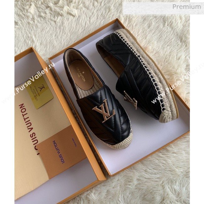 Louis Vuitton Chevron Lambskin Flat Espadrilles Black 2020 (MD-0030314)