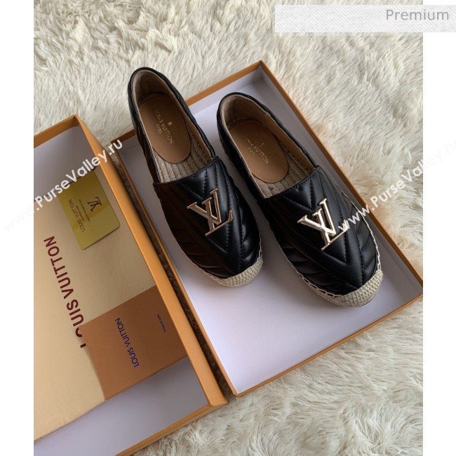 Louis Vuitton Chevron Lambskin Flat Espadrilles Black 2020 (MD-0030314)