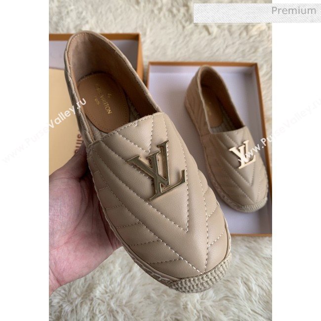 Louis Vuitton Chevron Lambskin Flat Espadrilles Nude 2020 (MD-0030318)